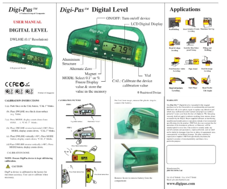 2-Axis Precision Digital Level DWL80E Green